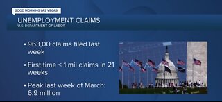 Unemployment claims down for first time in 21 weeks