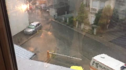 Intense hail storm captured on camera