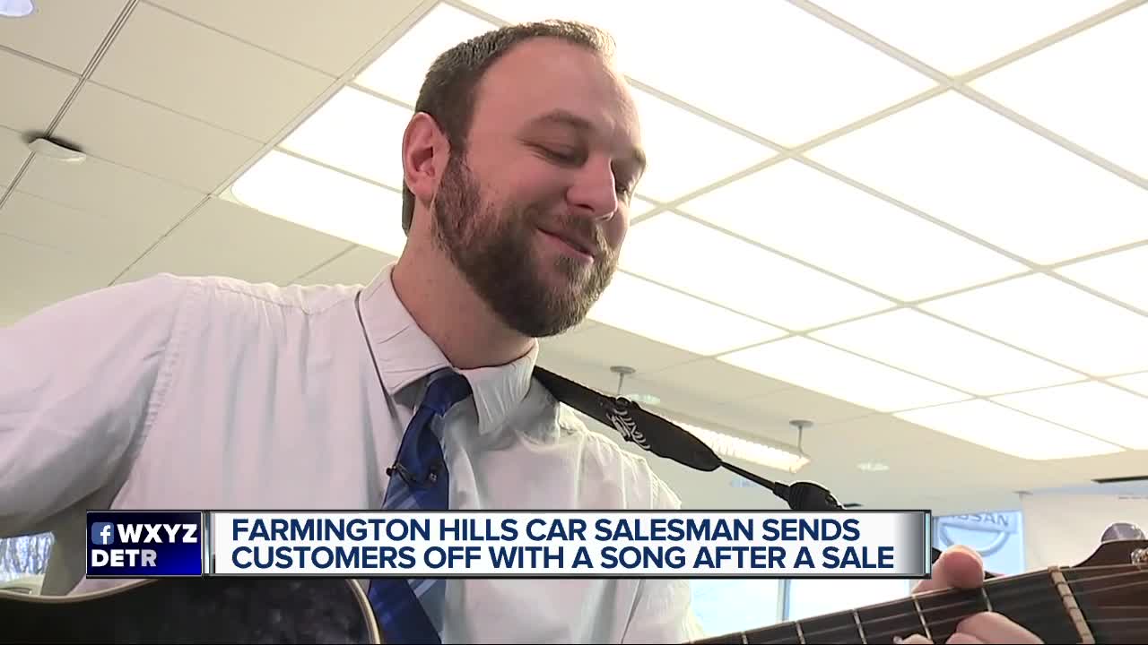 Farmington Hills car salesman sends customers off with a song