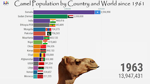 🐫 Camel Population by Country and World since 1961