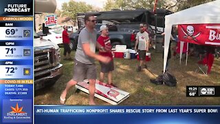 Fans camp out for Super Bowl