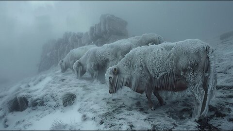Streets Frozen and Buildings Collapsed in Mongolia! Snowstorm with Strong Winds Hit Mongolia