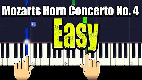 Mozarts Horn Concerto No. 4 - Easy Piano Tutorial + Music Sheets