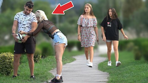 Girl Peeing in Public Prank! - Pranksters amuse and gross out passers-by with wa