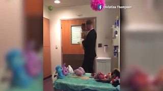 2-year-old battling leukemia gets surprise daddy-daughter dance in hospital room [VIDEO]