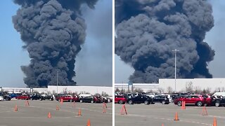 Walmart distribution center in Plainfield, IN catches on fire