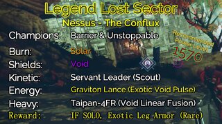 Destiny 2 Legend Lost Sector: Nessus - The Conflux 9-5-22 on my Hunter