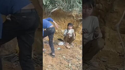 Children in China Dig Bamboo Shoots and Sell Them by the Roadside