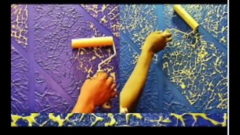 Wall putty texture Panch design painting ideas. easy method