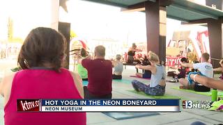 Hot yoga in the Boneyard at the Neon Museum in Las Vegas