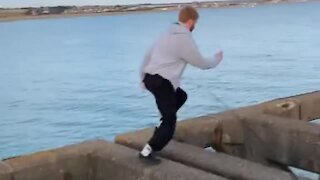 Daredevil runs with ease across unfinished bridge