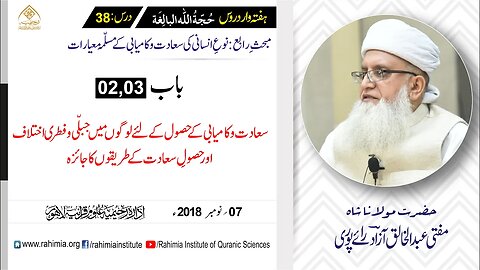 حُجّةُ اللّٰه البالِغة :38 /سعادت و کامیابی کے حصول کے لئے لوگوں.../ مفتی عبدالخالق آزاد رائے پوری