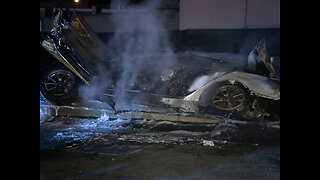 Driver arrested after fiery Tesla crash in Cardiff