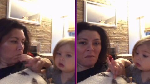 Toddler’s reaction after mom pretends to ‘eat’ her finger leaves netizens in splits. #Kids& Babies