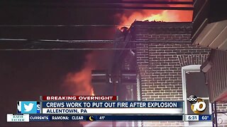 Crews work to put out fire after explosion in Pennsylvania