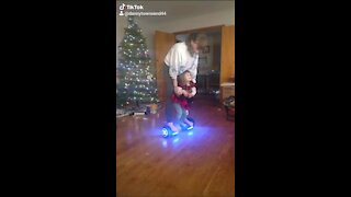 Delilah on a hoverboard