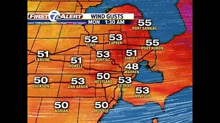 High winds continue into Monday morning