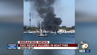 Two people burned after boat catches fire in Mission Bay