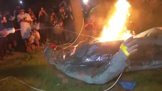 DC protesters pull down, burn statue of Confederate general