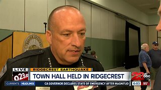 Ridgecrest Police Chief McLaughlin updating on earthquake recovery during town hall