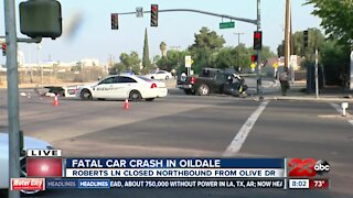 Fatal crash into streetlight between Olive Dr. and Roberts Ln.