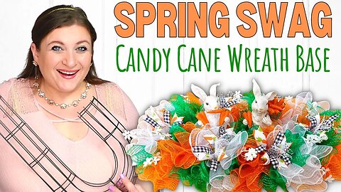SPRING CENTERPIECE using Candy Canes SWAG WREATH| Deco Mesh Ruffle Method