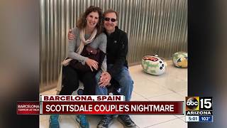 Couple in Barcelona celebrating wedding anniversary