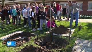 Elementary students celebrate trees