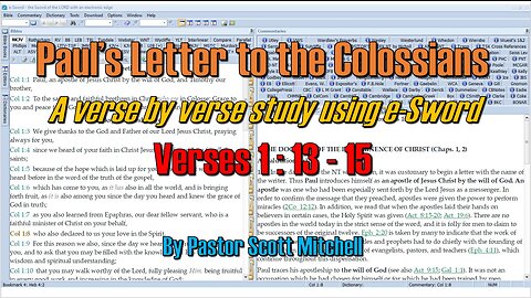 Colossians Verse by Verse 1:13-15, Pastor Scott Mitchell