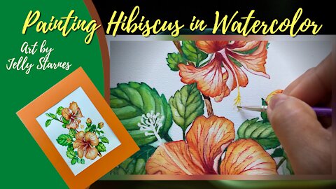 Orange Hibiscus Flowers - Watercolor Painting Tutorial