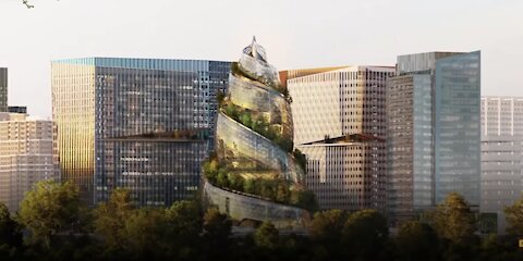 THE TOWER OF BABEL DESIGN, BEING BUILT FOR AMAZON HEADQUATERS