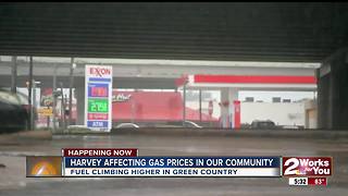 Storm Harvey impacts gas prices in Oklahoma