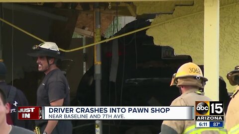 Car slams into pawn shop at 7th Avenue and Baseline Road