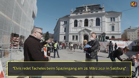 Elvis redet Tacheles beim Spaziergang am 28. März 2021 in Salzburg