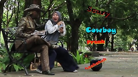 Cowboy prank. Best cowboy prank. Best statue scare prank. lelucun statue prank. lucu patung prank.