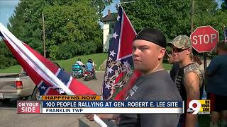 Demonstrators gather at former site of Robert E. Lee plaque