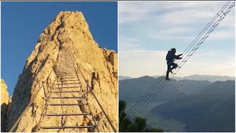 Questa scala tra le montagne fa venire i brividi anche ai più coraggiosi