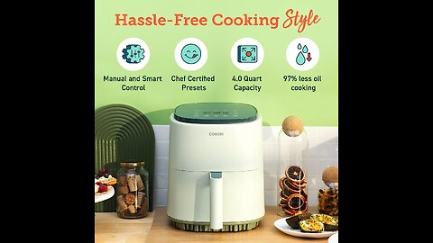 Cosori air fryer hassle free coking style.