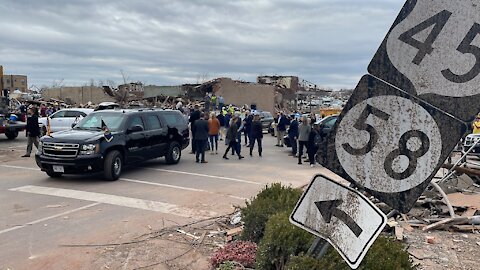 President Biden tours tornado damage in Mayfield, Kentucky.