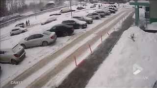 Huge hangar collapses under weight of snow