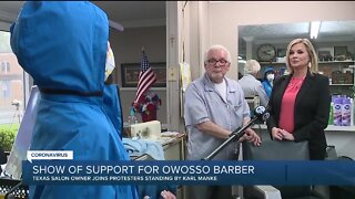 Texas salon owner jailed for opening business visits Michigan to support Owosso barber