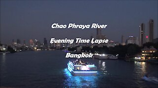 Chao Phraya River night Time lapse Bangkok