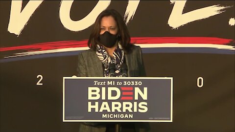 Sen. Kamala Harris hold voter registration event outside Pistons Performance Center