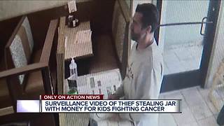 Thief who stole donation jar for kids fighting cancer caught on video