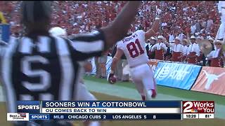 Oklahoma blows 20 point lead, finds way to beat Texas, 29-24