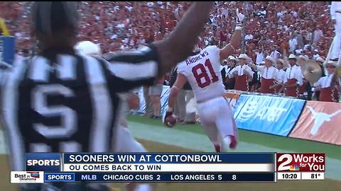 Oklahoma blows 20 point lead, finds way to beat Texas, 29-24