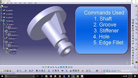 CATIA V5 Free Advance Course How to design a knob Tutorial||Commands|| Shaft, Groove, Stiffener