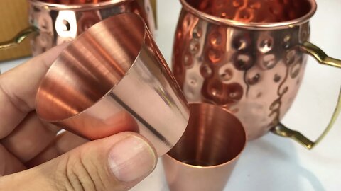 Chef's Star Set of 2 Hammered Copper Moscow Mule Mug and 2 Copper Shot Glasses review