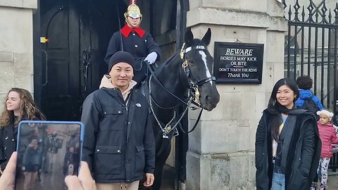 Horse doesn't want a photo with both of them #horseguardsparade