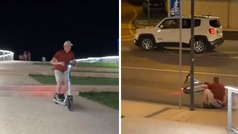 Dude on scooter tries to perform stunt, goes horribly wrong